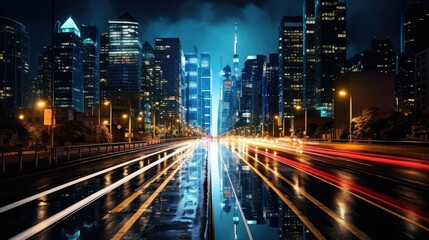 Fototapeta premium skyscrapers dark background lights