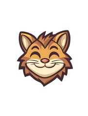 Obraz premium Cute Cartoon Cat Illustration: Playful Feline Mascot with Happy Expression and Whiskers - Adorable, Joyful Animal Art Design