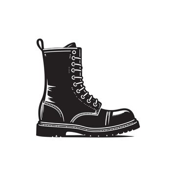 black combat boot side view clip art preview