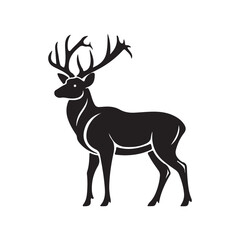 Stag Black Vector Illustration – Majestic Deer Silhouette