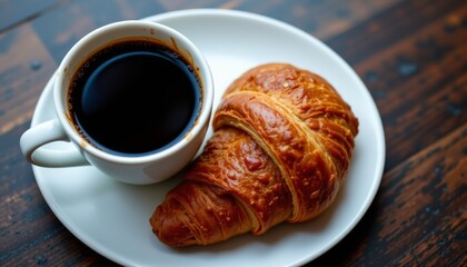 paired with a freshly brewed cup of coffee, the croissant's buttery goodness enhances the bold, robust flavor of the dark roast, creating a harmonious balance of savory and bitter notes.