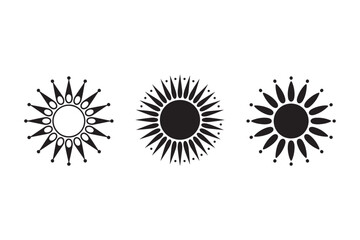 Simple geometric abstract sun symbol in black and white