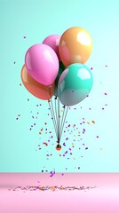 Pastel balloons with confetti