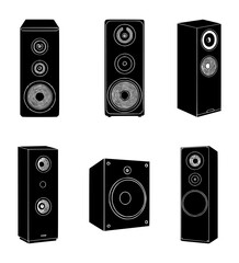 loud speaker silhouette set, isolated background