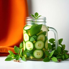 Fototapeta premium Cucumber Mint Infused Water: Refreshing Summer Hydration