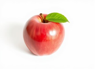 Fresh Red Apple with a Leaf