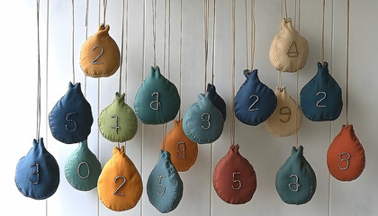 Colorful fabric fruit ornaments hanging