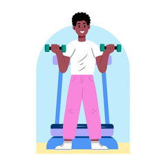 A flat style illustration showing student workout