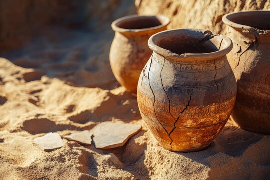 A bygone era is recalled by the ancient broken clay pots that are scattered across the desert landscape