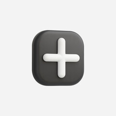 3d Realistic Add Button vector illustration