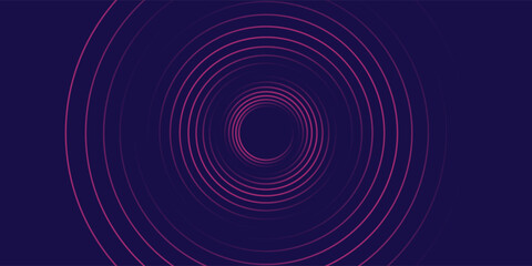 Abstract dark blue modern futuristic banner background. Glowing pink oval lines pattern design. Swirl ellipse lines element.