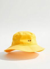 Fototapeta premium Yellow Bucket Hat on a Plain Background