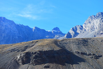 Cajon del Maipo - Embalse el Yeso area. San jose de Maipo, close to Santigao area. Lake view with...