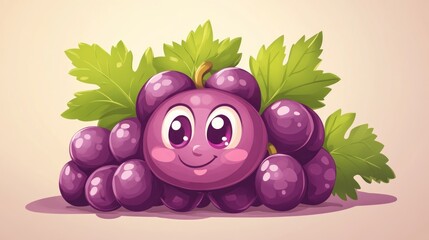 Cute cartoon bunch of grapes