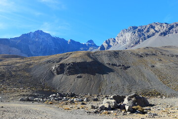 Cajon del Maipo - Embalse el Yeso area. San jose de Maipo, close to Santigao area. Lake view with...