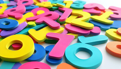 Fototapeta premium Colorful foam numbers and letters