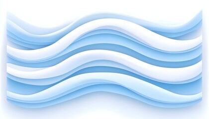 Fototapeta premium Abstract wavy design with light blue and white layered curves on white background