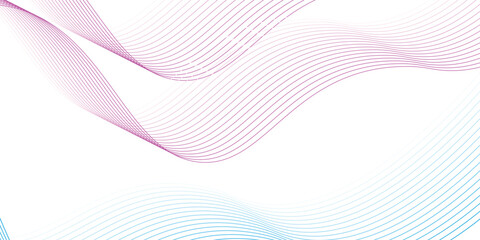 Abstract blue pink gradient flowing wave lines on white background. vector eps10