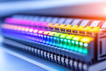 Close-up of colorful circuit breaker switches
