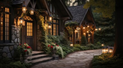 cottage exterior home lighting