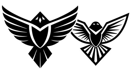 Fototapeta premium Two Abstract Black and White Eagle Designs for Logo
