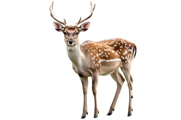 Majestic deer isolated on white, ultra-realistic wildlife photography.