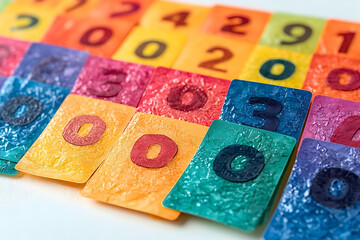 Colorful number cards educational material