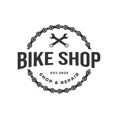 Fototapeta premium bicycle logo vector illustration badge design, bicycle shop repair logo