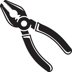 Pair of Pliers Silhouette Vector | Black Vector Art Illustration for Tool and Hardware