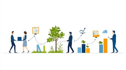 Sustainable business growth collaborative teamwork and environmental responsibility.