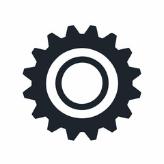 Black Gear Vector Icon – Flat Engineering Symbol