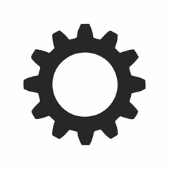 Black Gear Vector Icon – Flat Engineering Symbol