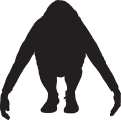 vector; silhouette front view of a woman lifting something heavy from the ground