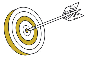 Line Drawing of Arrow on Archery Target Vector Illustration