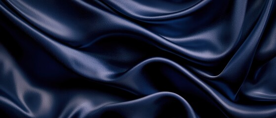 Fototapeta premium Elegant deep blue satin fabric texture.