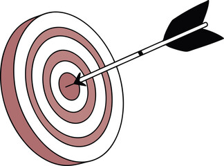 Line Drawing of Arrow on Archery Target Vector Illustration