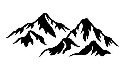 Black silhouette of mountains peaks landscape