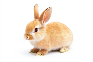 Cute fluffy rabbit on clean white background,