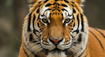 Fototapeta premium Close-up portrait of a tiger with striking orange and black stripes