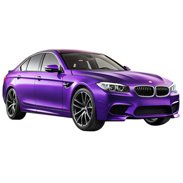 purple bmw m5 side view isolated