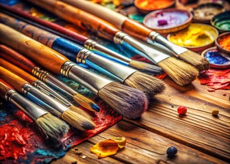 Fototapeta premium High-Resolution Photo of Paint Brushes and Tools with Shallow Depth of Field