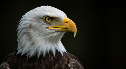 Obraz premium Close-up portrait of a bald eagle with fierce eyes and a prominent beak