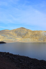 Cajon del Maipo - Embalse el Yeso area. San jose de Maipo, close to Santigao area. Lake view with...