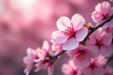 Obraz premium Full bloom sakura, repeating pattern, vibrant pink, texture, sakura, floral print