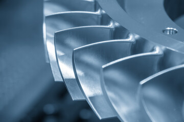 Close up scene the jet engine parts in the light blue scene. © Pixel_B