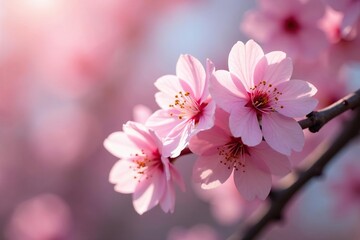 Obraz premium Delicate pink cherry blossoms, soft petals, gentle branches , spring, design, japanese pattern