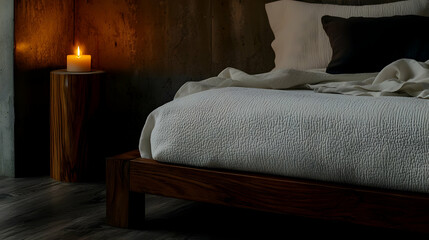 Cozy Bedroom Interior With Textured Blanket