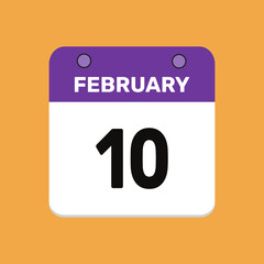 Calendar february 10 date calendar and year, vector icon design