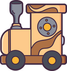 Brown toy train for children Vector Illustration Icon. Flat Cartoon Style