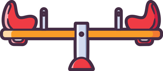 Red seesaw in the Playground Vector Illustration Icon. Flat Cartoon Style